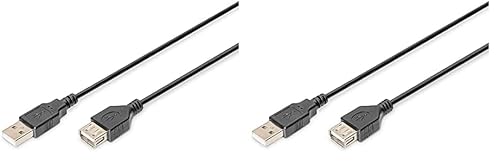 Digitus Cavo di prolunga USB 2.0-3,0 m - da USB A (M) a USB A (F) - 480 Mbit/s - Compatibile con USB - Nero (Confezione da 2)