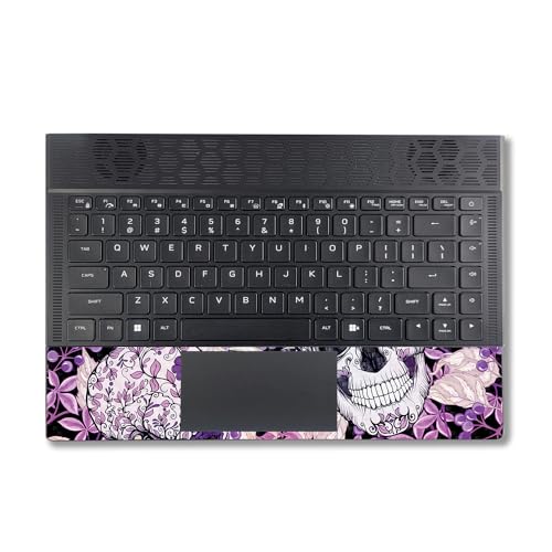 Image of MightySkins Carbon Fiber Skin Compatible with Alienware X14 R2 (2023) Full Wrap Kit - Flower Skull | Protective, Durable Textured Carbon Fiber Finish | Easy to Apply & Change Styles | Made in The USA