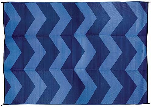 Camco Large Reversible Outdoor Patio Mat - Easy to Clean, Perfect for Picnics, Cookouts, Camping, and The Beach (6' x 9', Blue Chevron Design) (42878) image 2