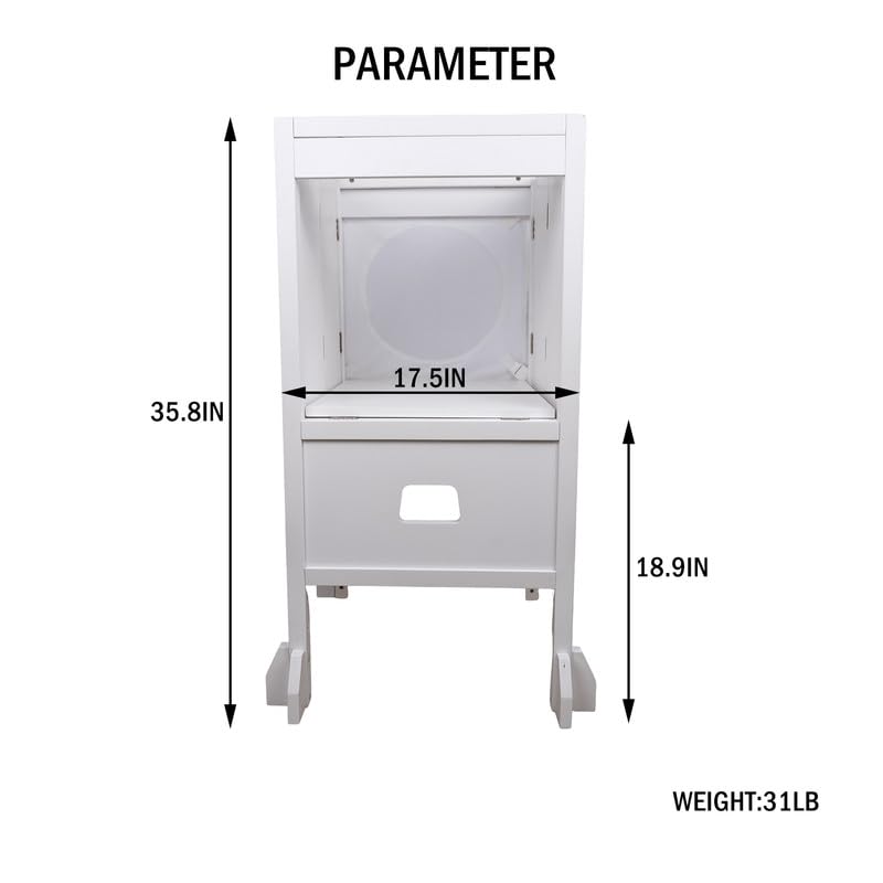 Miniatura 4 de Taburete de cocina para niños con barandilla de seguridad, torre de aprendizaje de madera, 3 plataformas ajustables, antideslizante