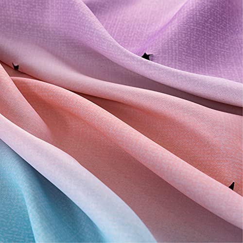 Xidi Dream Star Blackout Curtains For Kids Rooms Girl Princess Curtain For Daughter Bedroom Window (Pink Purple, W52 X L63) #TOP5