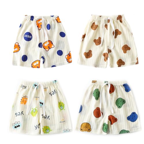 DUDUFUN Conjunto de 4 Piezas de Pantalones Cortos Estampados de Dibujos Animados de algodón para niñas y niños pequeños, Etiqueta: 100; 18-24 Meses