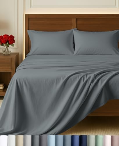 California Design Den Certified 100% Egyptian Cotton Queen Bed Sheets, Grey