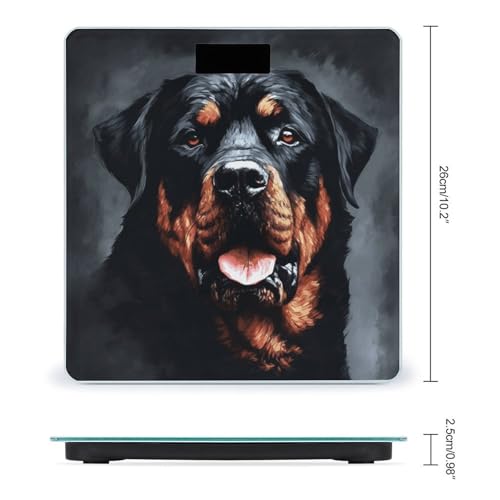 Báscula de baño digital con arte Rottweiler y vidrio templado miniatura 2