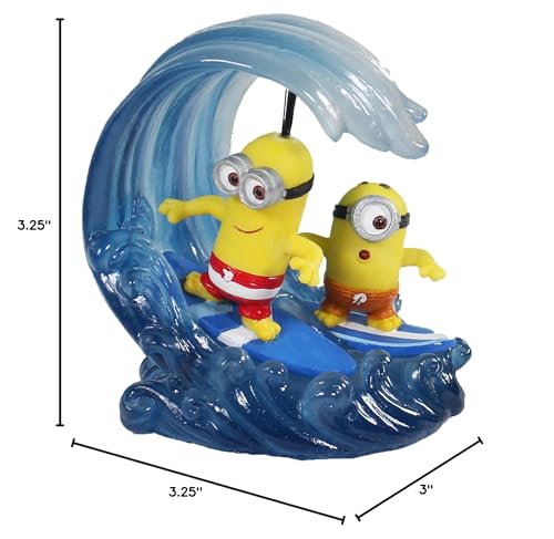Image of Penn-Plax Minions Officially Licensed Aquarium Ornament - Kevin & Stuart Surfing - Safe for Freshwater and Saltwater Fish Tanks - Small