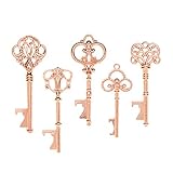 Ella Celebration 50 Key Bottle Openers Rose Gold Wedding Favors Decorations Assorted Vintage Skeleton Keys (50, Rose Gold)