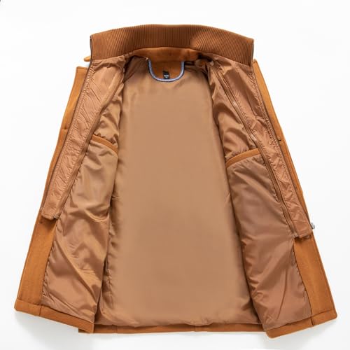 Image of INVACHI Men's Wool Blend Coat Warm Winter Trench Coat with Detachable Soft Scarf Single Breasted Pea Coat