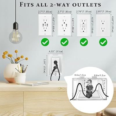 Infant Safety Outlet Lock Box, wall Outlet Lock Box, Lock Box for Electrical outlets with outlets, Easy to Install, Accommodates Most Plugs and adapters 4.95 X 3.35 X 2.56 or Smaller