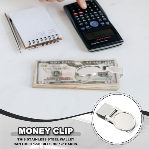 PATIKIL Stainless Steel Money Clip, Metal Slim Wallet Clip for Men Round Blank Money Holder Minimalist Front Pocket Wallet for Credit Card Business Card4