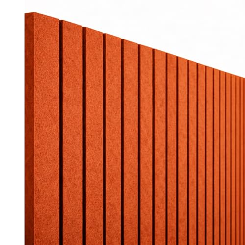 Image of MMT Acoustix Slats Felt Acoustic Wall Panel | Sound Proofing for Room |Premium Acoustic Panel |Pin Board for Wall |Sound Absorbing Panels | Slats Felt Acoustic Wall Panel |Rust| 30 x 30 cm | 8 Pcs
