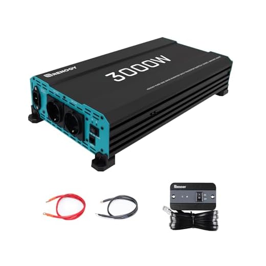 Renogy 3000W/6000W 12V zu 230V Reiner Sinus-Wechselrichter mit Netzvorrangschaltung, 12v auf 230v Spannungswandler mit 2 Europäische Steckdose für Haushaltsgeräten Wohnmobile, LKW, Boote, Camping