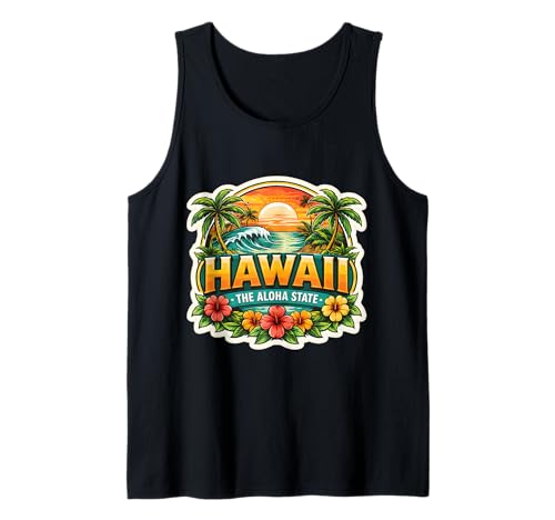 Hawaii The Aloha State Souvenir Visitor Memorabilia Hawaiian Tank Top