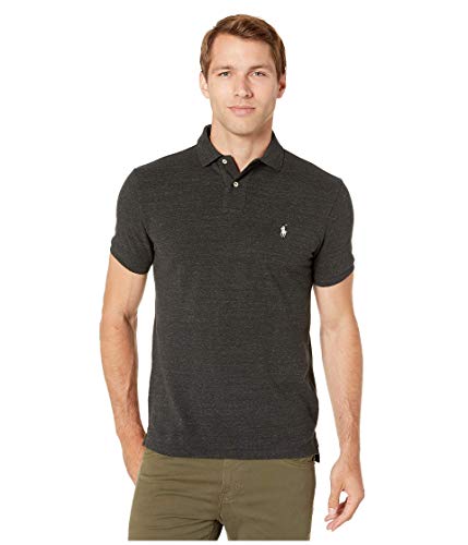 Image of POLO RALPH LAUREN Men Custom Fit Mesh Pony Logo Shirt (L, BlackMarbleHth)