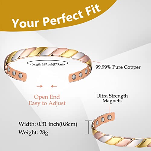 Feraco Copper Magnetic Bracelets For Women,Fashionable Braided Pattern Copper Bracelet For Women,99.99% Pure Copper Magnetic Bangles With Gift Box,Gifts For Women #TOP3