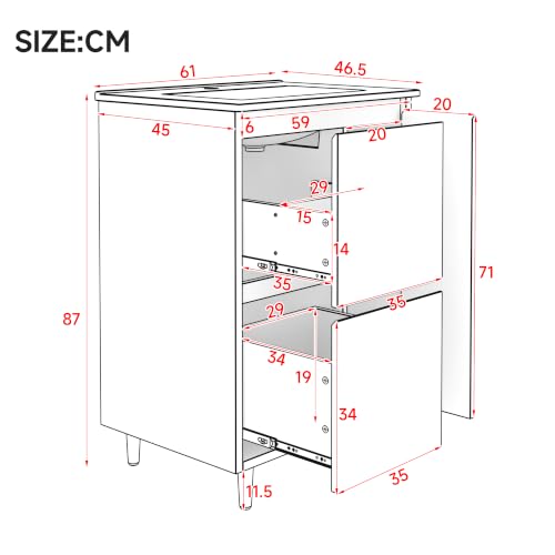 Mueble de baño con lavabo integrado de cerámica SACOOL y cajones silenciosos 3