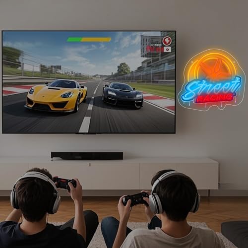 Image of Wheel Neon Sign Car Led Light Up Sign Pop Art With UV Printed background Room Wall Decor Man Gaming Room, Kids Room, Bar Decoration, Birthday Party Gifts
