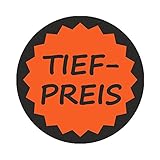 Aktionsetiketten 'TIEFPREIS' mit Rand - Durchmesser 30 mm - Leuchtrot - 1.000 Stück (1)