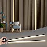 EUNEWR LED Strip Lights for Acoustic Wall Panels, 240 cm x 1.2 cm Acoustic Panels Embedded LED Light Strip, LED Wall Panel Lights with Touch Switch, Black, Dimmable, Cuttable (2PCS)