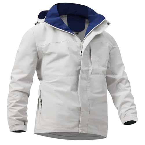Veste imperméable homme coupe-vent à capuche chaud pour hiver blanc XS