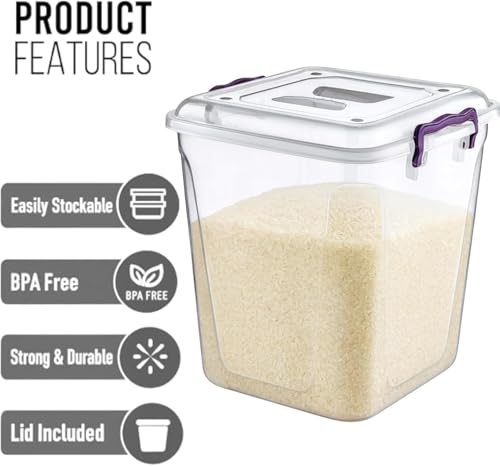 SAFRI 40L Clear Kitchen Pantry Storage Container Fridge Freezer Dishwasher Microwave Safe Food Storage Box Organizer Meal Carrier (40 Litre) - Image 3