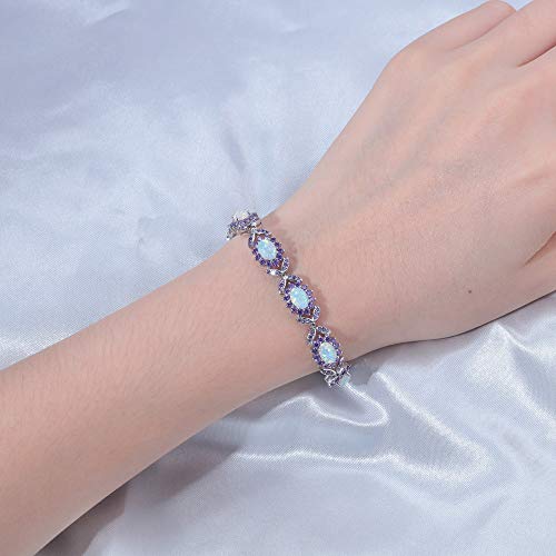 CiNily Fashion Sterling Silver or White Gold Plated Opal Bracelets for Bridal, Wedding, Prom, Party, Pageant, Evening Wear, Party Wear4