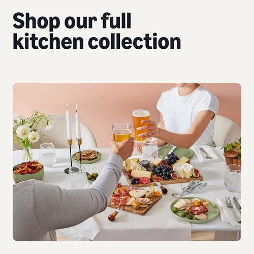 Image of Amazon Basics Glazed Stoneware Dinner Plates, Ceramic 4-Piece Set, Microwave, Dishwasher and Freezer-Safe, 10.5 in., Olive