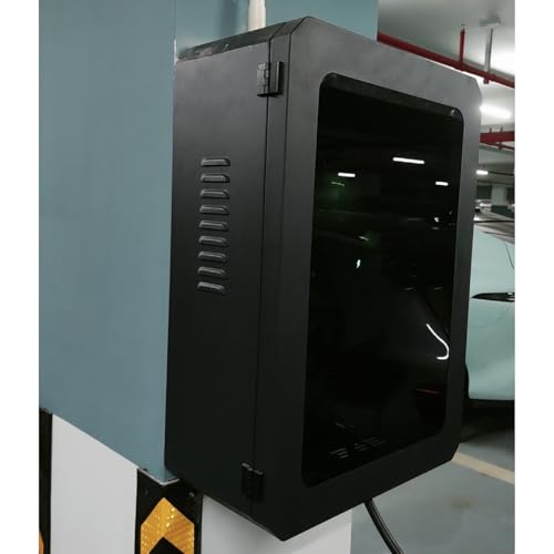 Estación De Bloqueo De Cargador EV De Montaje En Pared, Caja De Acero Al Aire Libre Durable Con Cerraduras De Llave Y Contraseña, Protector De Soporte De Cable Ventilado Para Tesla Y Vehículo Eléctric