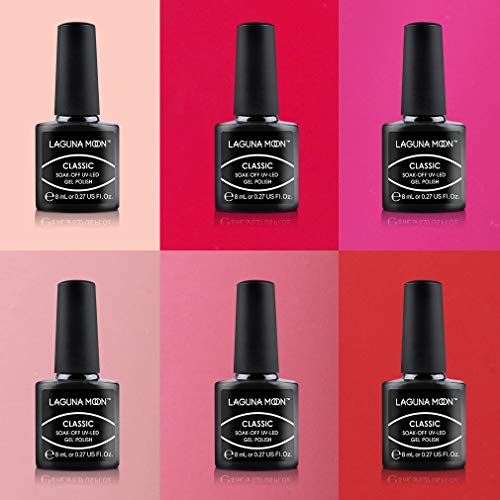 Lagunamoon UV Nagellack, Gel Nagellack UV LED Farben Set für Nageldesign Gel Polish, 6 Stück Maniküre set, Soak off Gel… – Bild 3