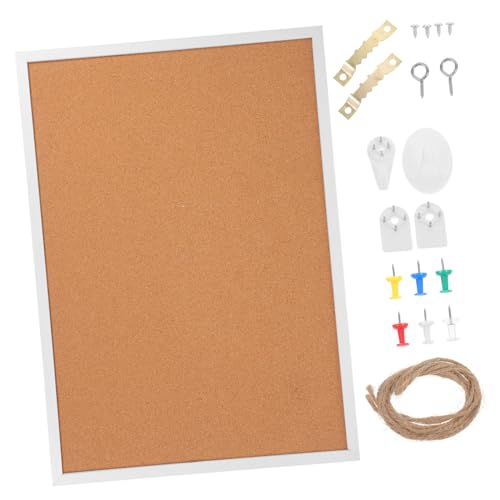 ROMISBABA Tableau D'affichage En Liège 35x50 Cm Cadre Blanc Panneau Mural Épais Maintien Punaises Bureau Maison Salle De Réunion