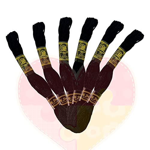 Kit 6 Meadas Linha De Bordar Bordado Manual Ponto Cruz (Meada Preta)