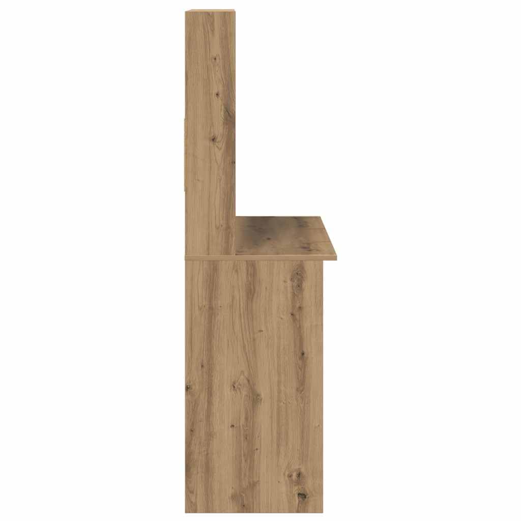 Scrivania con Mensole Rovere Artigianale 102x45x148 cm Truciolato | Scrittoio salvaspazio per studio e soggiorno, dotato di scaffali integrati per riporre documenti e pc.