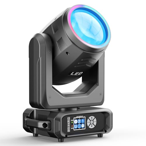 Specifiche per l'illuminazione professionale da palco: connettori XLR e dimmer lineare (1–15 Hz). Lo zoom elettronico offre una scalatura lineare da 2° a 5°, un effetto frost lineare da 0 a 100%, ingresso 100–240 V CA e una potenza di 200 W, ideale per proiezioni da 5 a 10 metri. L'intuitivo schermo LCD da 1,7 pollici semplifica l'installazione e la regolazione.