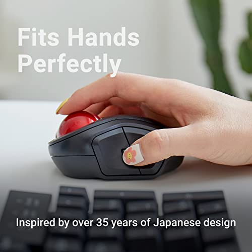 Elecom Bitra Trackball Mouse, Bluetooth, Finger Control, Smaii Size, With Semi-Hard Case, Silent Click, Ergonomic Design, 5-Button, Smooth Red Ball, Windows11, Macos (M-Mt2Brsbk) #TOP2