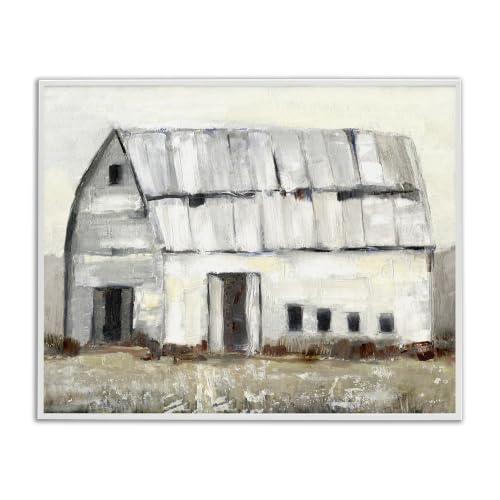 Rustic White Barn Countryside Nature, 11 x 14 Inch Framed Giclée Print