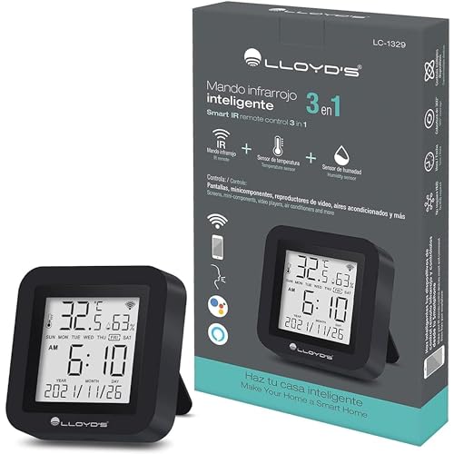 Lloyd's 3-1 WiFi Smart Infrared Remote Control (up to 8m) with Temperature and Humidity Sensor, Digital Display, Compatible with Alexa and Google Home, No Hub Required, No Battery Required, Black by Lloyd's - Image 6