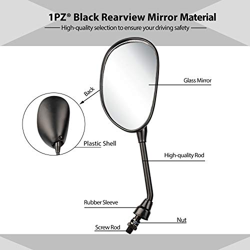 1Pz Mm3-001 Atv Rear View Mirrors For 7/8" Handlebars 8Mm 10Mm Mount Scooter Motorcycle Moped Dirt Bike 360 Degree Ball-Type #TOP7