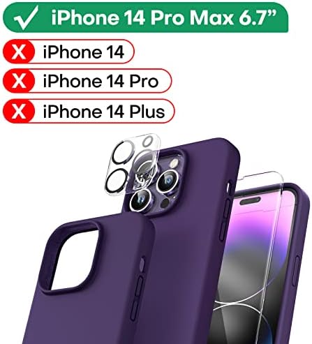 TOCOL 5 in 1 for iPhone 14 Pro Max Case, with 2 Pack Screen Protector + 2 Pack Camera Lens Protector, Liquid Silicone Slim Shockproof Cover [Anti-Scratch] [Drop Protection] 6.7 Inch, Alpine Green