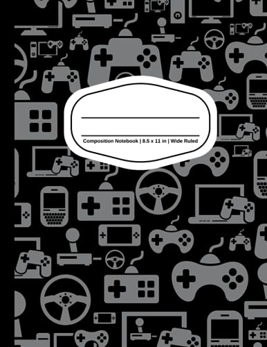 Composition Notebook Wide Ruled: Wide-Ruled Lined Paper Notebook Journal CN01 | Ideal for Teens Kids Students | Video Games Black Gray (Wide Ruled Composition Notebooks) image 2