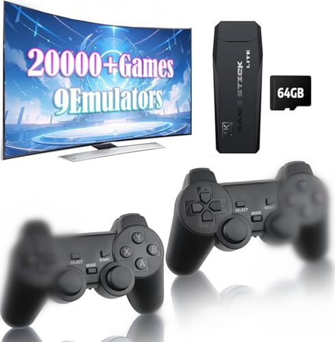 AMANKA Consola de juegos retro inalámbrica con salida HDMI 4K y más de 20000 juegos clásicos integrados, Plug & Play con 2 gamepads