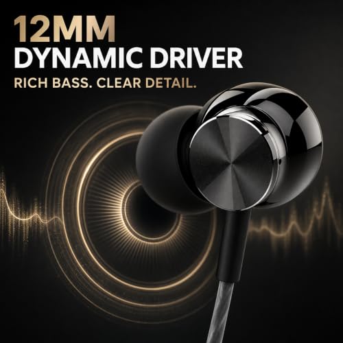 Image of Betron BS10 Earphones Wired Earbud Headphones with Microphone, Black