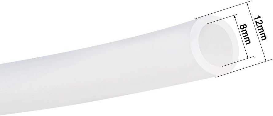 Yesallwas 8mm (0.31") x 12mm (0.47") 3.3ft Silicone Tube Flexible Silicone Rubber Tubing Water Air Hose Pipe for Pump Transfer (8mmX12mm 1M)