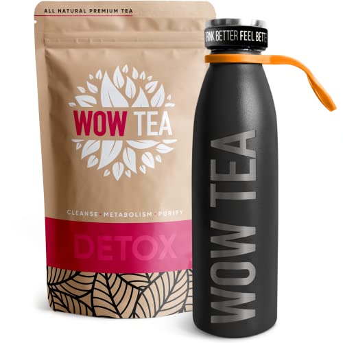 WOW TEA - Kräutertee zum Abnehmen | Entgiftungstee - Körperreinigung & Beseitigung des Blähbauchs | Wellness Ayurveda Tee + Teethermoskanne mit Infusor - 150 gr + 500 ml | 100% natürlich | Made in EU Cover