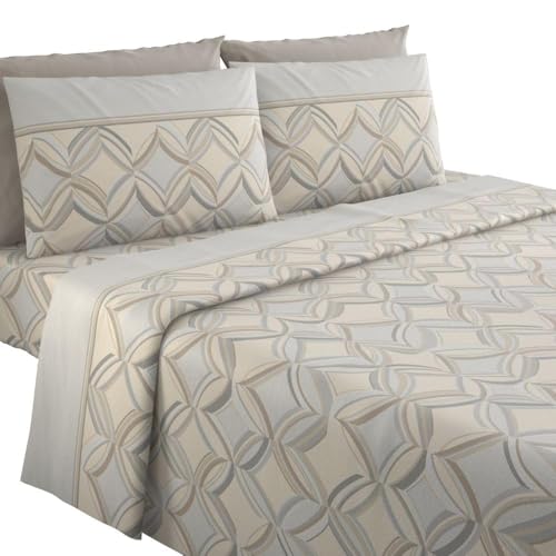 MAXIME MAISON - Completo Lenzuola Flanella Matrimoniale in Cotone Stampate,