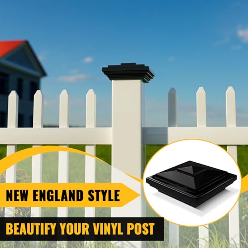 VIVIDA 4" Vinyl Fence Post Cap (Actual 4" x 4"), New England Pyramid Style, PVC Square Fence Top Cover, for Vinyl Post, Mailboxes & Decks, Black, 2 Pack by VIVIDA - Image 6