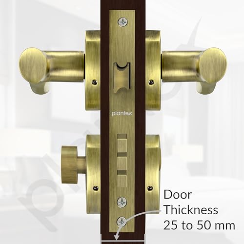 Image of Plantex Fully Brass Door Lock with 3 Years of Warranty /Main Door Lock for Home /Mortise Lock for Door - Main Door Lock Set (Sumer-3059, Brass Antique)