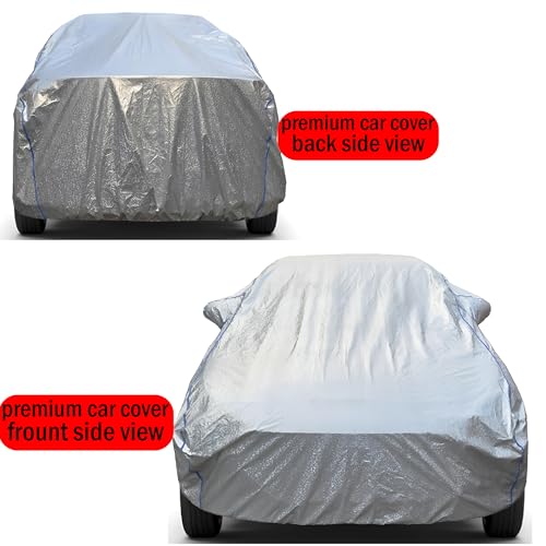 Image of 100% Waterproof Car Body Cover Compatible with Renaults Triber (2015 to 2026), with Mirror Pockets, Long Lasting Strong Durable Material, Bottom Elastic Triple Stitched (Silver)