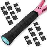FT FINGER TIP 10 Pack Tennis Racket Grip Tape, Anti-Slip Tennis Overgrip, Precut Sweat-Absorbing Tennis Grip for Badminton, Pickleball, Tennis(Black)
