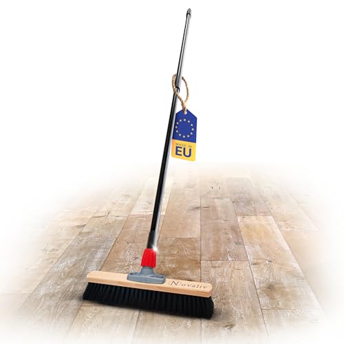 Novaliv Saalbesen Naturhaar 40 cm I Besen mit Stiel ausziehbar I...