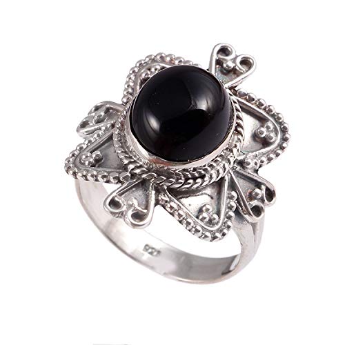 Bague onyx noir en argent 925 sterling de haute joaillerie pour femme