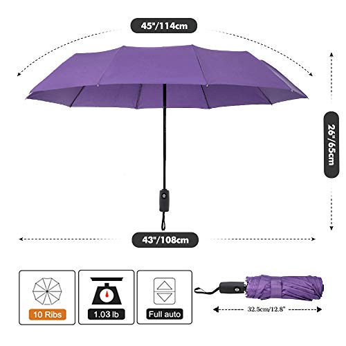 ZOMAKE Travel Umbrella Compact - 10 Ribs Portable Collapsible Umbrellas for Rain Windproof - Paraguas Automatic Small… - Image 3